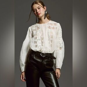 Anthropologie / Forever That Girl Long-Sleeve Lace Peasant Blouse